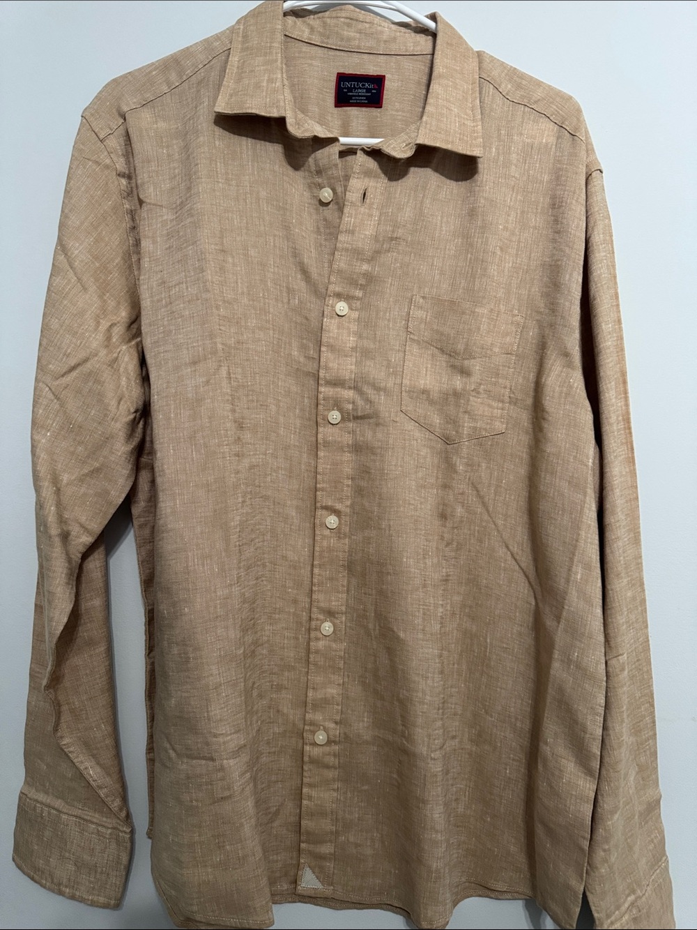 UNTUCKit Men's Casual Button-Down Shirt in Beige